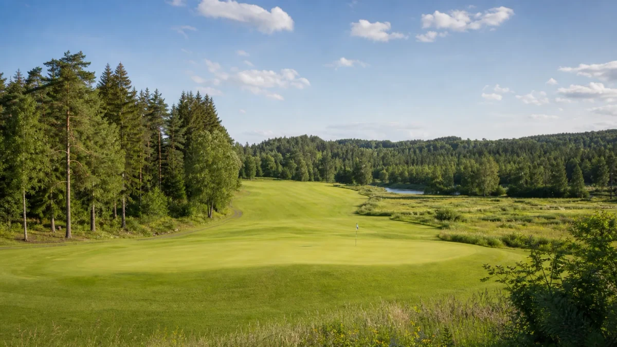 Golfare på 18-hålsbanan vid Valleråns naturreservat i Romelanda