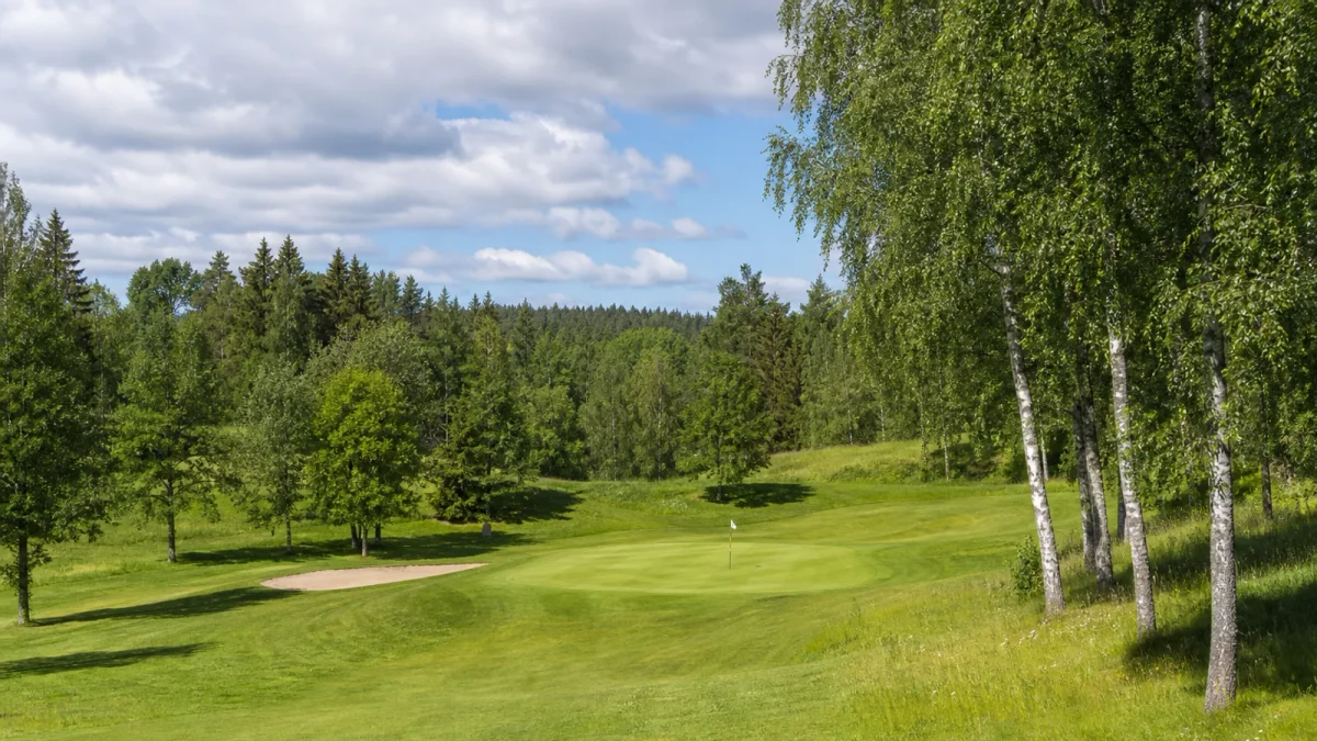 Golfhål med sommargreen på 9-hålsbanan i Norrtälje